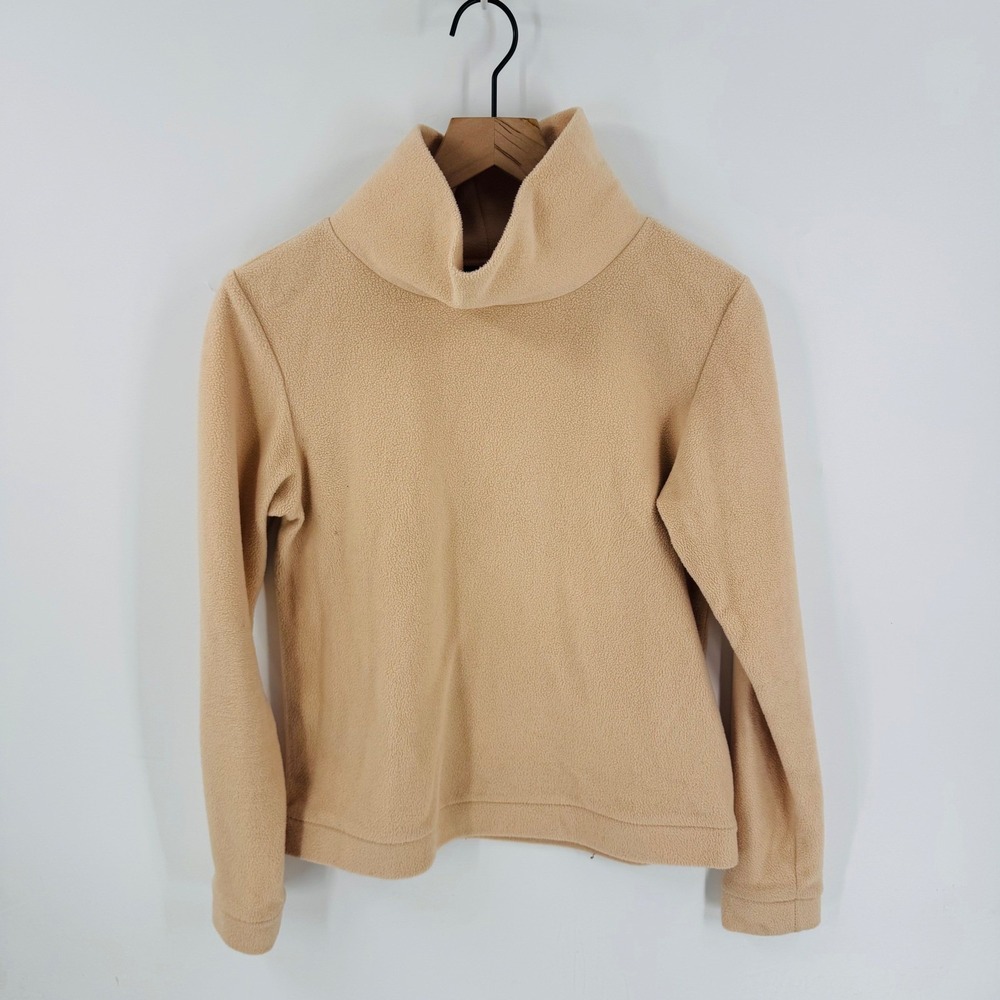 Dudley Stephens Camel Tan Fleece High Neck Top Size S Minimalist‎ Athleisure